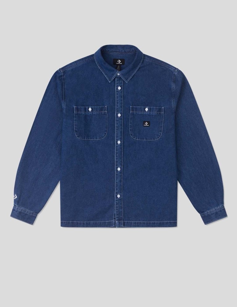 Camisa CONVERSE denim button down shirt stone wash